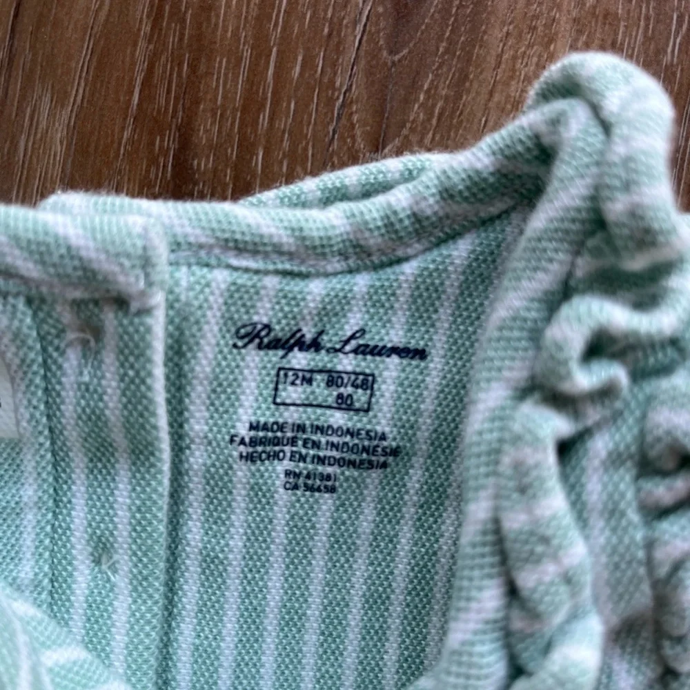 Ralph Lauren Light Blue Striped One Piece, 12 Months (Like New)